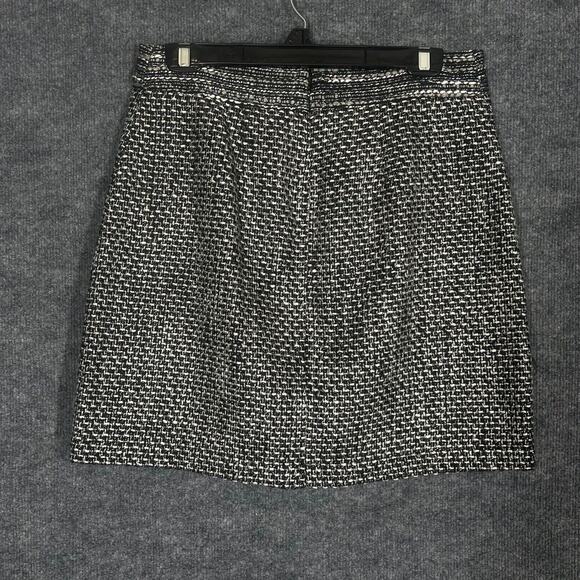 Loft Tweed Mini Skirt Womens 6 Black Silver Metallic Business Casual Sexy Short - Picture 5 of 11